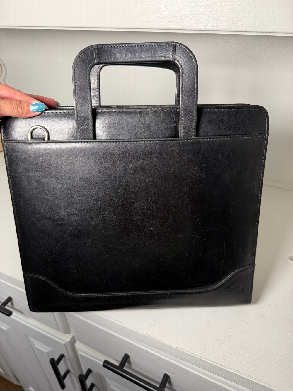 Franklin Covey Black Leather Planner Briefcase Organizer Binder Portfolio Zip